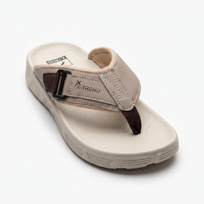 Top down overhead shot of mens flip flop cushioned footbed