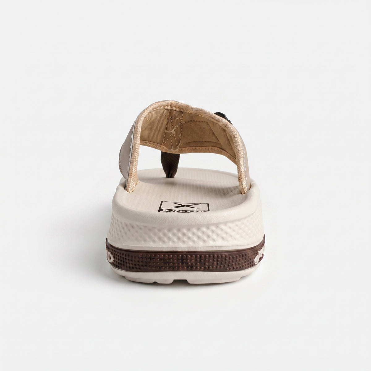 Back angle view of mens casual slipper heel support