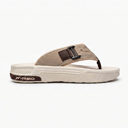 Side view of beige stylish casual slippers for men