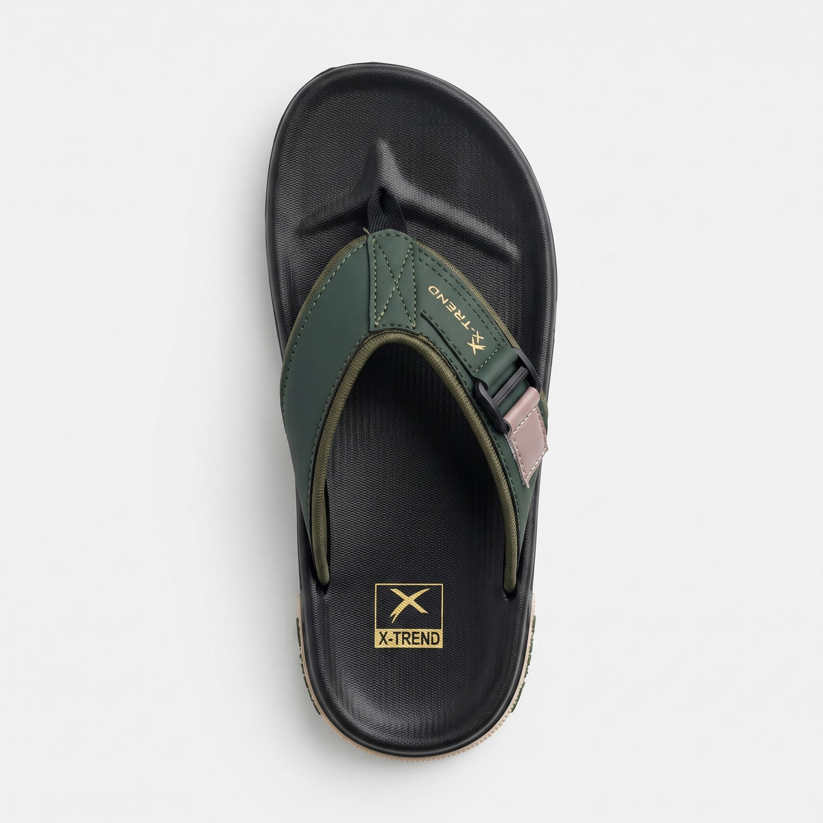 Mens premium comfortable flip flops topview profile with cushioned sole