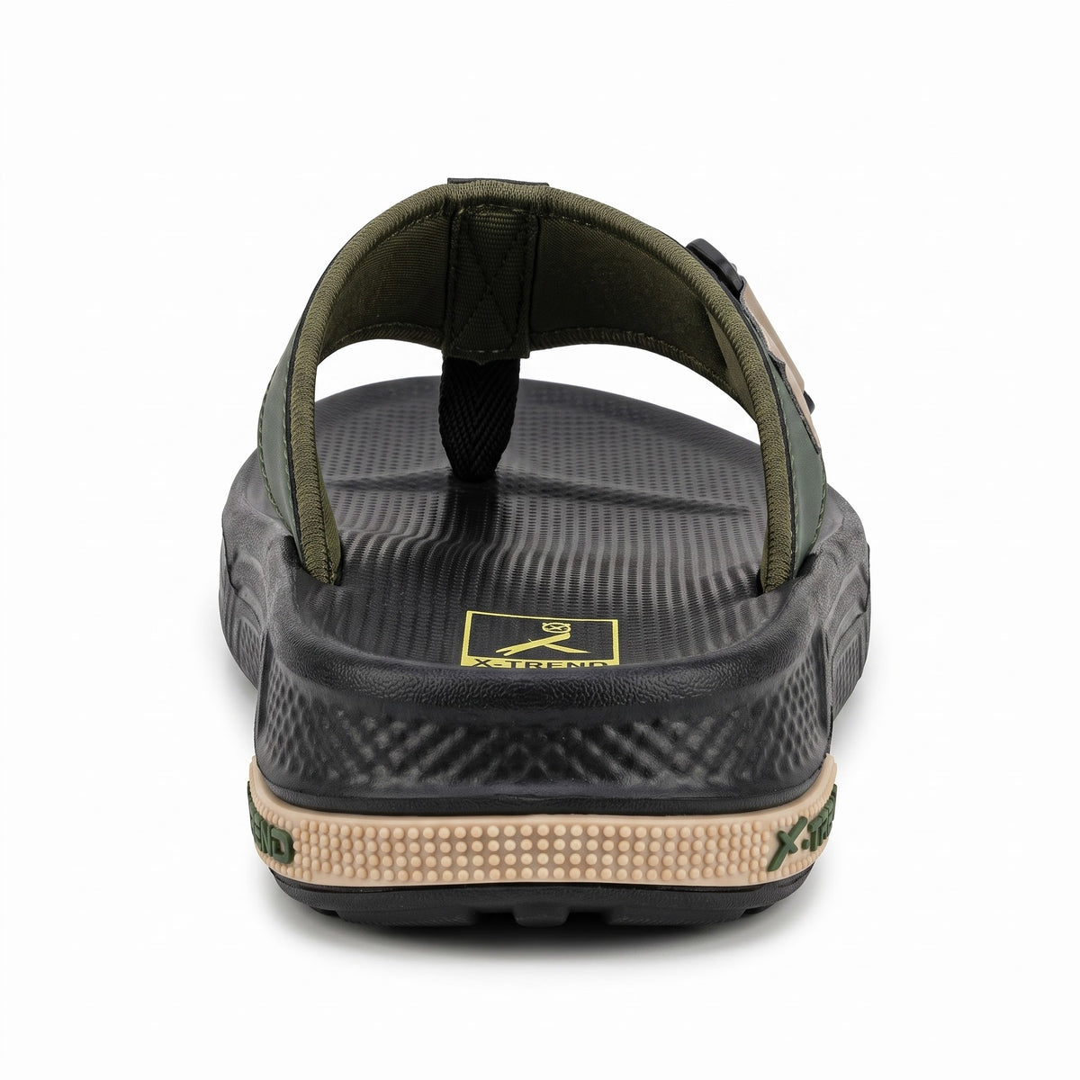 Mens premium comfortable flip flops rearview profile with cushioned sole