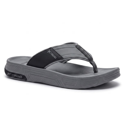 Flat inner side profile of mens casual grey flip flop sandals