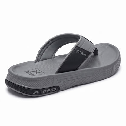 Back angle shot showing heel cushion on mens grey flip flop chappal